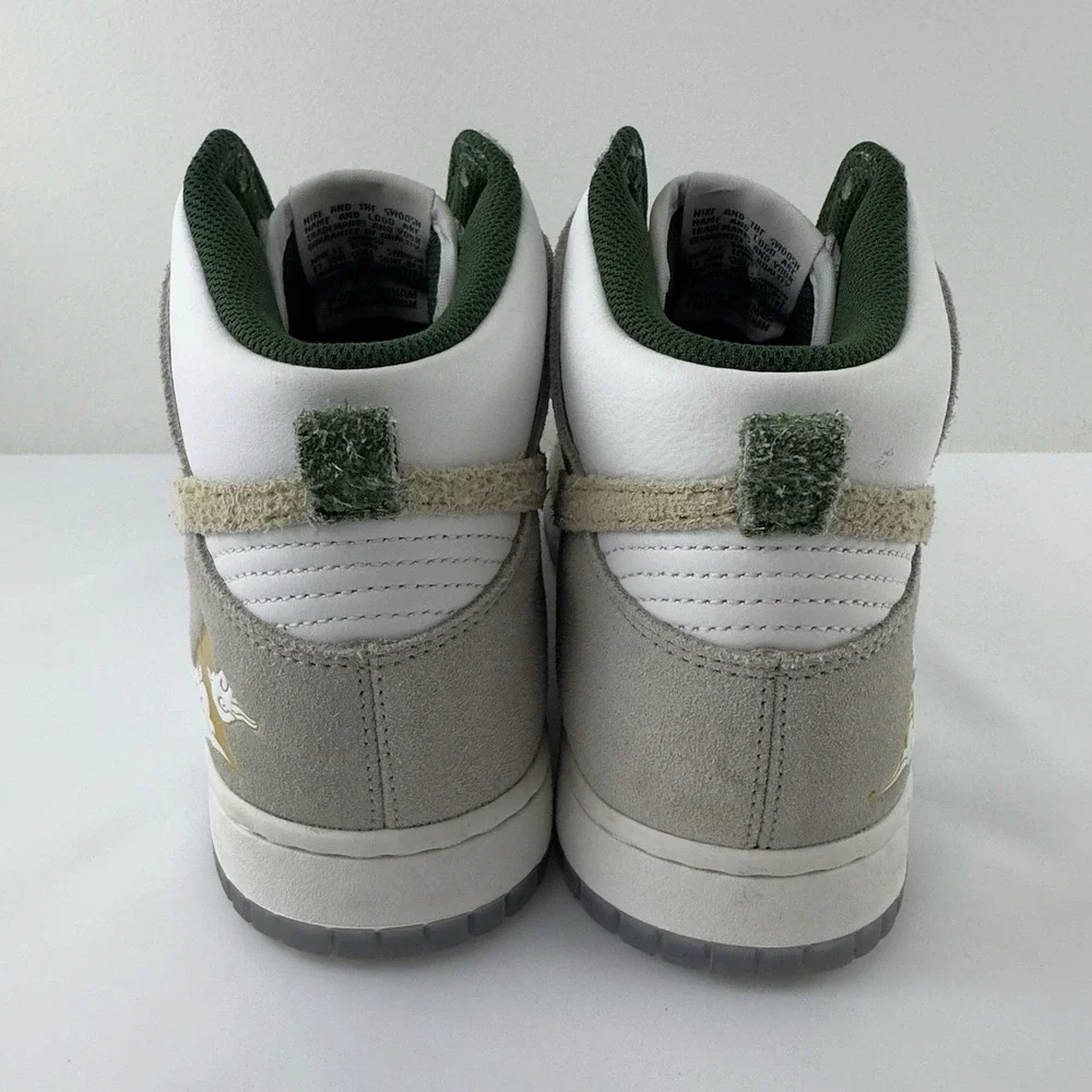 Nike Dunk High White Grey‎ Suede Green Men's Size 10 Sneakers